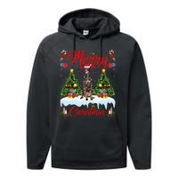 Pointing Dog Merry Christmas Tree Lighting Pointing Dog Xmas Performance Fleece Hoodie