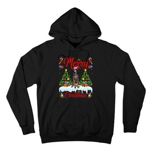 Pointing Dog Merry Christmas Tree Lighting Pointing Dog Xmas Hoodie