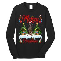 Pointing Dog Merry Christmas Tree Lighting Pointing Dog Xmas Long Sleeve Shirt