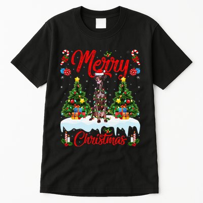 Pointing Dog Merry Christmas Tree Lighting Pointing Dog Xmas Tall T-Shirt
