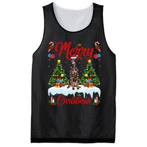 Pointing Dog Merry Christmas Tree Lighting Pointing Dog Xmas Mesh Reversible Basketball Jersey Tank