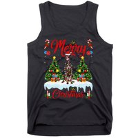 Pointing Dog Merry Christmas Tree Lighting Pointing Dog Xmas Tank Top