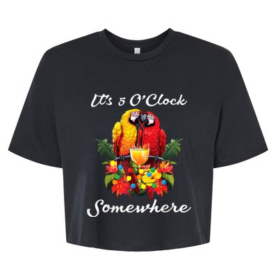 Parrots Drinking Margarita Its 5 Oclock Somewhere Funny Bella+Canvas Jersey Crop Tee