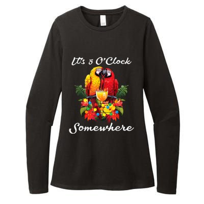 Parrots Drinking Margarita Its 5 Oclock Somewhere Funny Womens CVC Long Sleeve Shirt