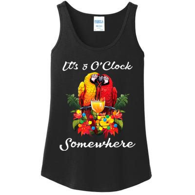 Parrots Drinking Margarita Its 5 Oclock Somewhere Funny Ladies Essential Tank