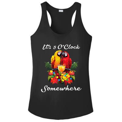 Parrots Drinking Margarita Its 5 Oclock Somewhere Funny Ladies PosiCharge Competitor Racerback Tank