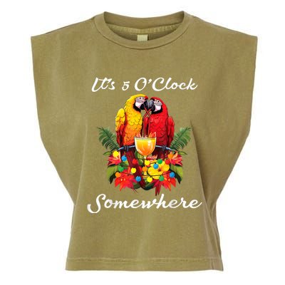 Parrots Drinking Margarita Its 5 Oclock Somewhere Funny Garment-Dyed Women's Muscle Tee