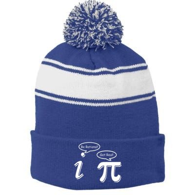 Pi Day Math Teacher Funny Stripe Pom Pom Beanie