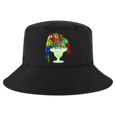 Parrots Drinking Margarita Hawaiian Vacation Birds Cool Comfort Performance Bucket Hat