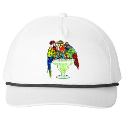 Parrots Drinking Margarita Hawaiian Vacation Birds Snapback Five-Panel Rope Hat