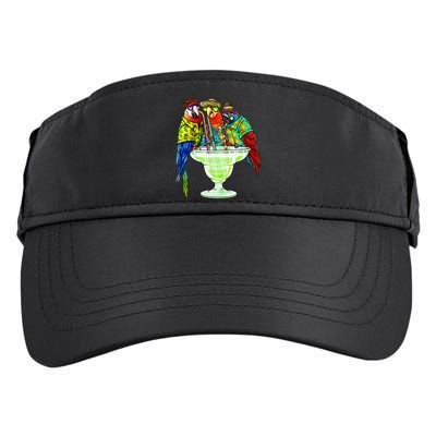 Parrots Drinking Margarita Hawaiian Vacation Birds Adult Drive Performance Visor