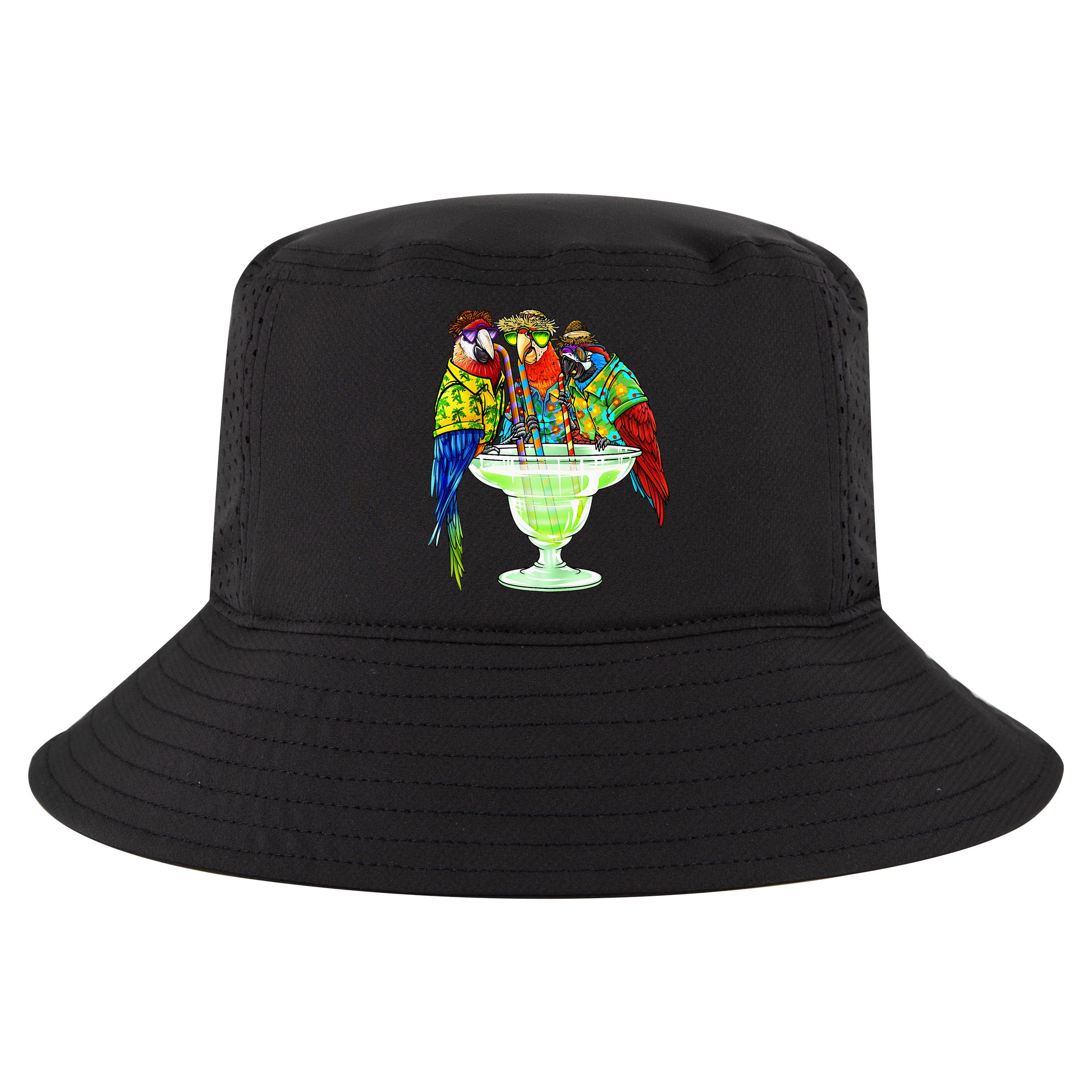 Parrots Drinking Margarita Hawaiian Vacation Birds Cool Comfort Performance Bucket Hat