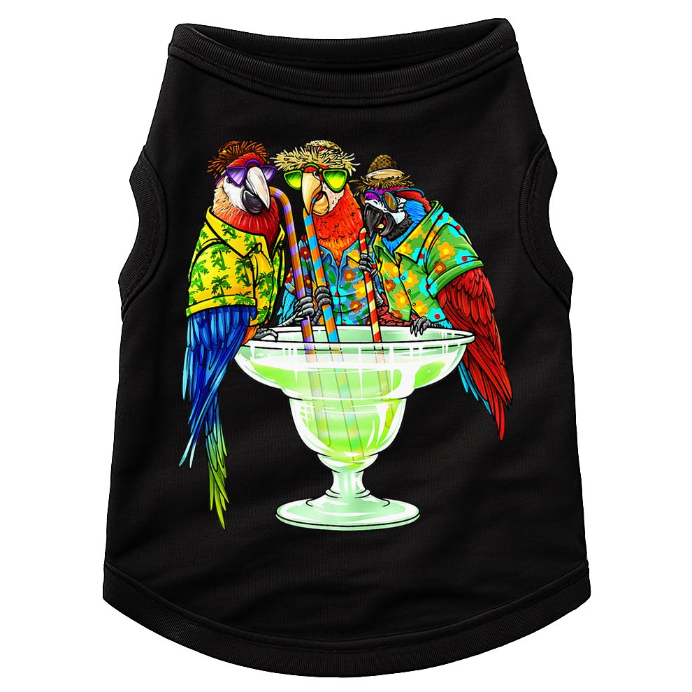 Parrots Drinking Margarita Hawaiian Vacation Birds Doggie Tank