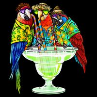 Parrots Drinking Margarita Hawaiian Vacation Birds Doggie Tank