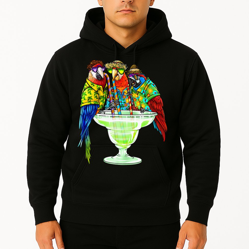 Parrots Drinking Margarita Hawaiian Vacation Birds Hoodie