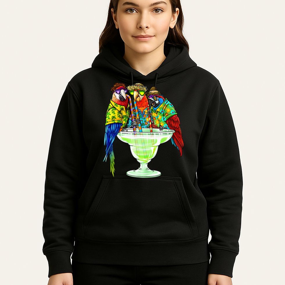 Parrots Drinking Margarita Hawaiian Vacation Birds Hoodie