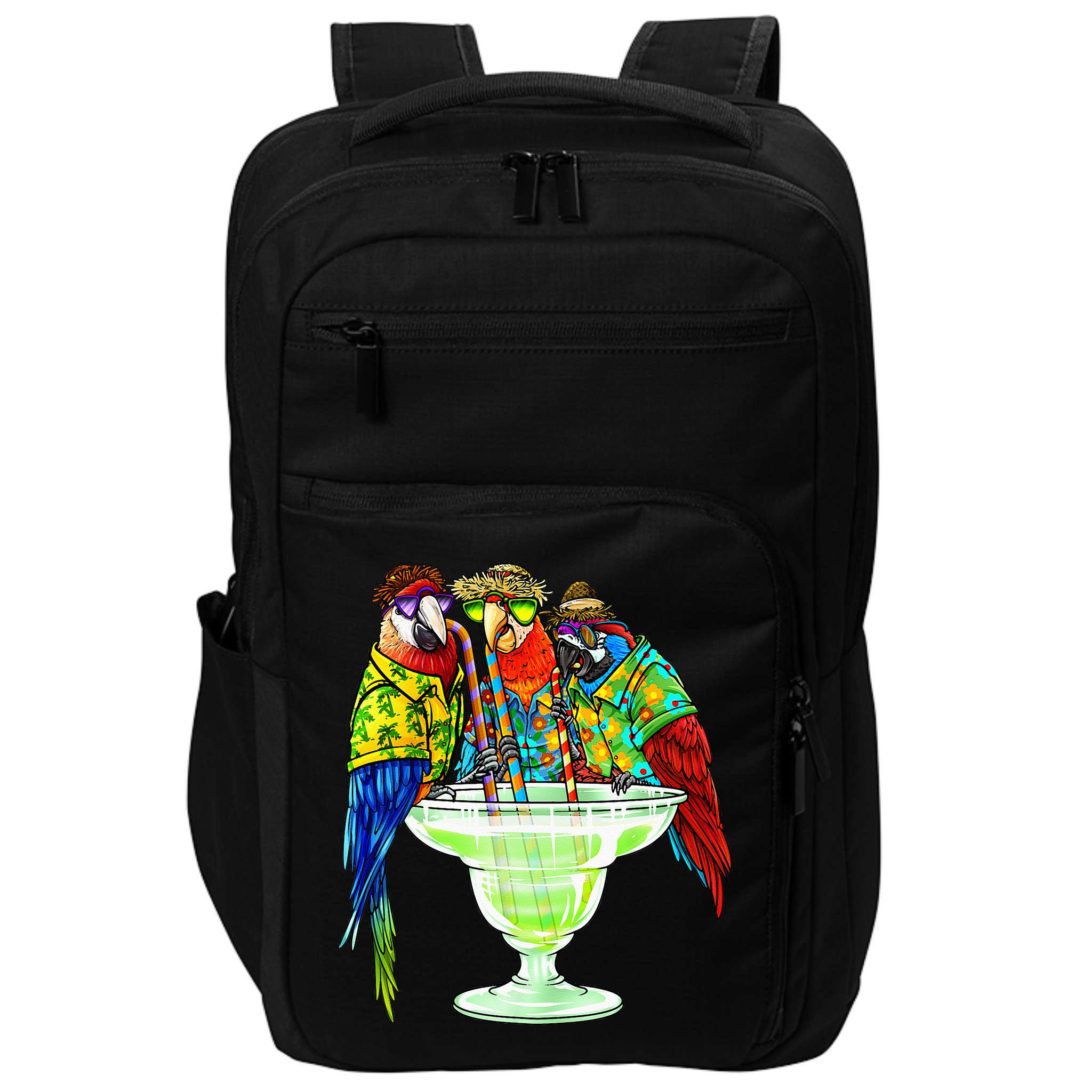 Parrots Drinking Margarita Hawaiian Vacation Birds Impact Tech Backpack