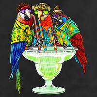 Parrots Drinking Margarita Hawaiian Vacation Birds Beanie
