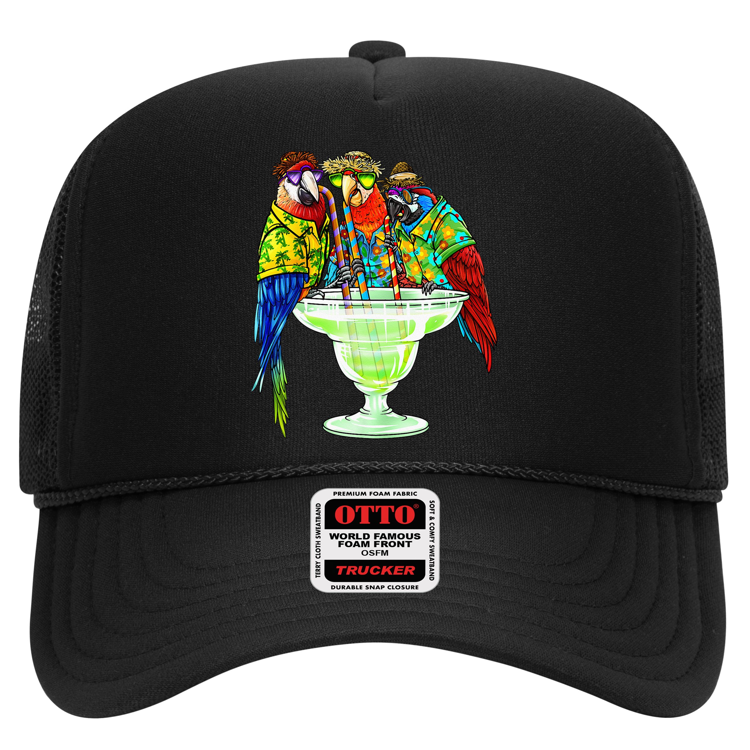 Parrots Drinking Margarita Hawaiian Vacation Birds Hat