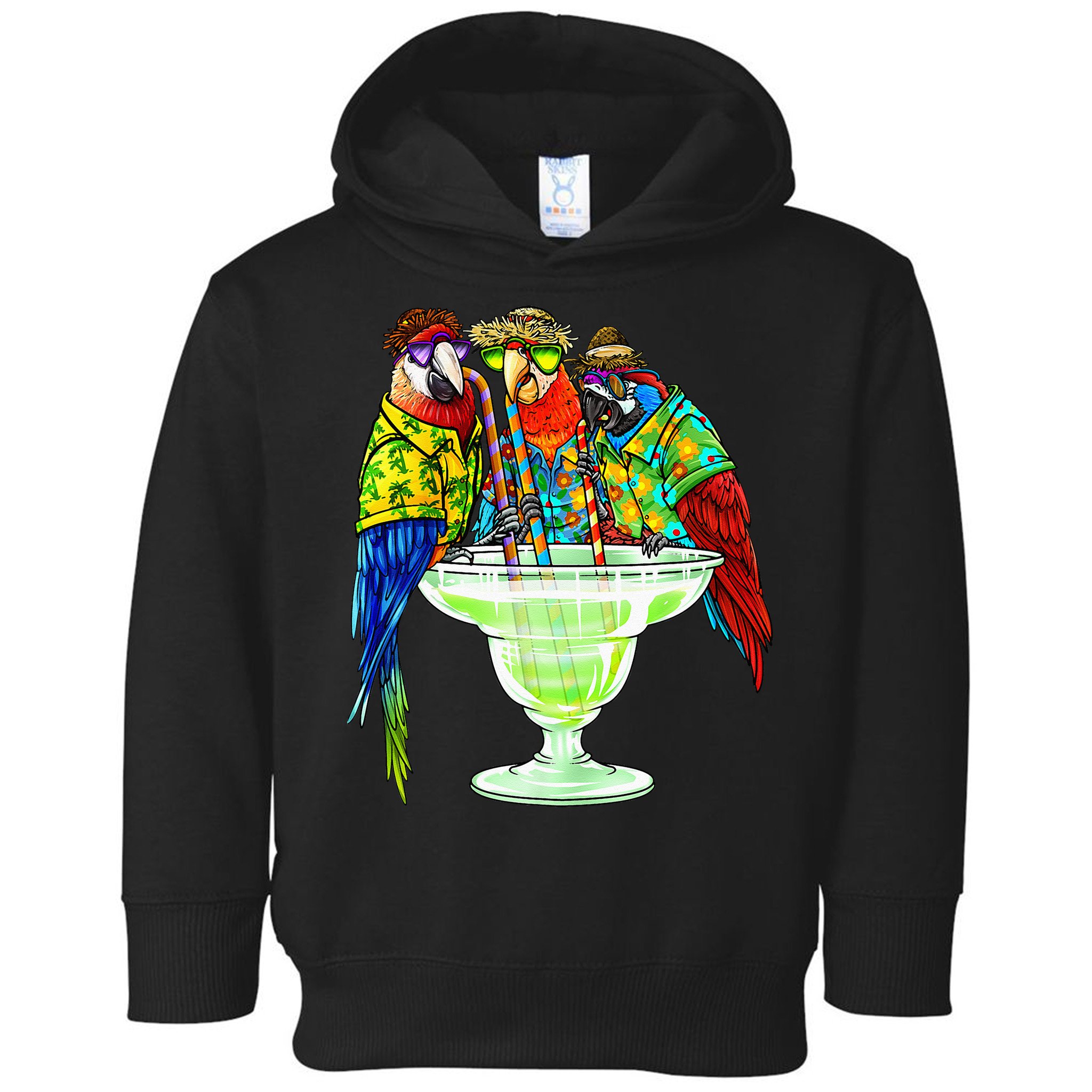 Parrots Drinking Margarita Hawaiian Vacation Birds Toddler Hoodie
