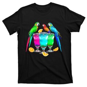 Parrots Drinking Margarita Tropical Birds Vacation Hawaiian T-Shirt