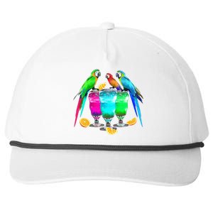 Parrots Drinking Margarita Tropical Birds Vacation Hawaiian Snapback Five-Panel Rope Hat