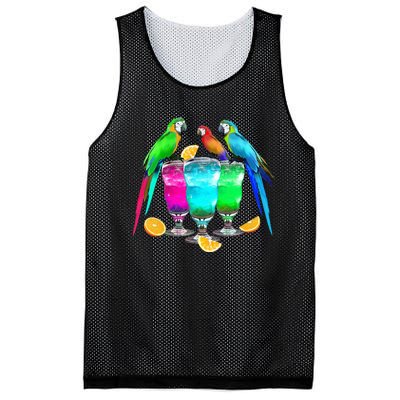 Parrots Drinking Margarita Tropical Birds Vacation Hawaiian Mesh Reversible Basketball Jersey Tank