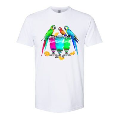 Parrots Drinking Margarita Tropical Birds Vacation Hawaiian Softstyle® CVC T-Shirt