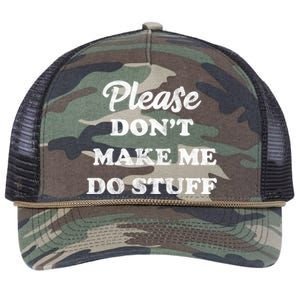 Please Don't Make Me Do Stuff Retro Rope Trucker Hat Cap