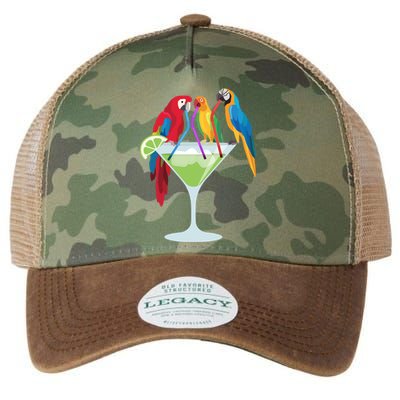 Parrots Drinking Margarita Tropical Vacation Hawaiian Birds Legacy Tie Dye Trucker Hat