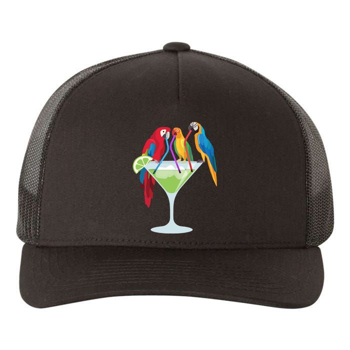 Parrots Drinking Margarita Tropical Vacation Hawaiian Birds Yupoong Adult 5-Panel Trucker Hat