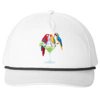 Parrots Drinking Margarita Tropical Vacation Hawaiian Birds Snapback Five-Panel Rope Hat