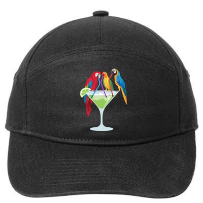 Parrots Drinking Margarita Tropical Vacation Hawaiian Birds 7-Panel Snapback Hat