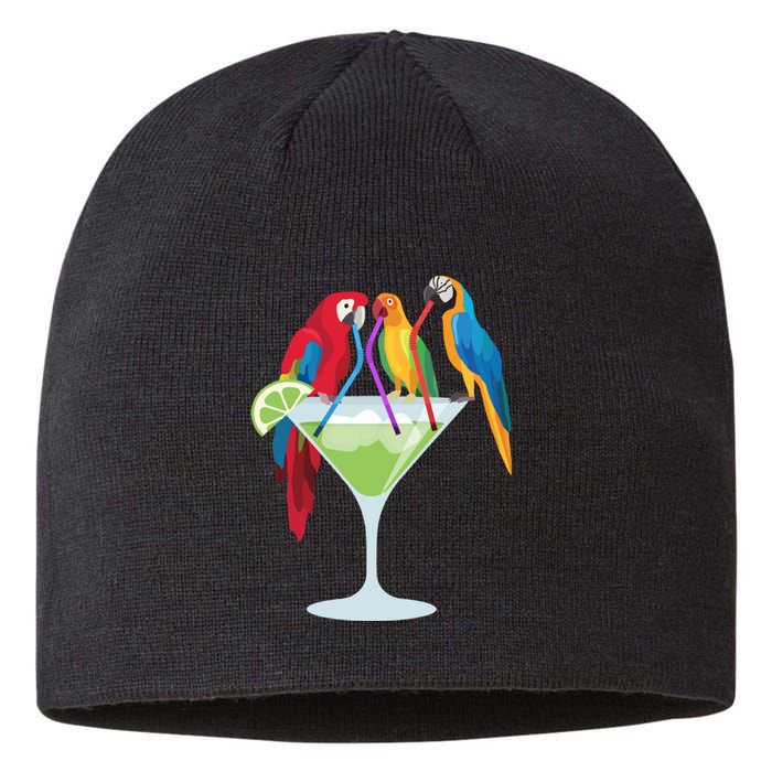 Parrots Drinking Margarita Tropical Vacation Hawaiian Birds Sustainable Beanie