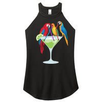 Parrots Drinking Margarita Tropical Vacation Hawaiian Birds Women’s Perfect Tri Rocker Tank