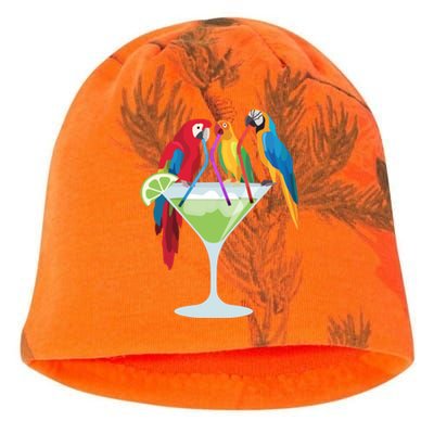 Parrots Drinking Margarita Tropical Vacation Hawaiian Birds Kati - Camo Knit Beanie