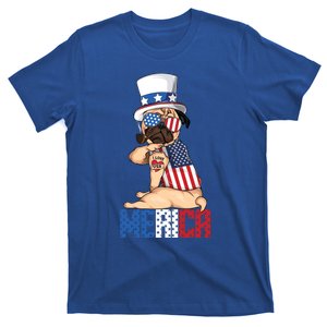 Pug Dog Merica 4th Of July Usa American Flag Cute Gift T-Shirt