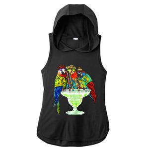 Parrots Drinking Margarita Hawaiian Vacation Birds Ladies PosiCharge Tri-Blend Wicking Draft Hoodie Tank