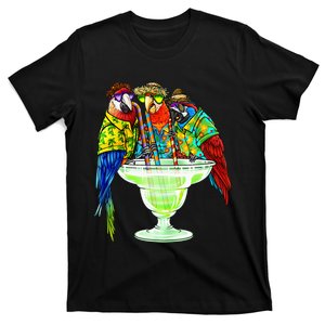 Parrots Drinking Margarita Hawaiian Vacation Birds T-Shirt