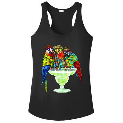 Parrots Drinking Margarita Hawaiian Vacation Birds Ladies PosiCharge Competitor Racerback Tank