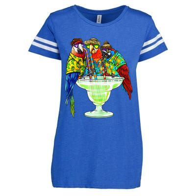 Parrots Drinking Margarita Hawaiian Vacation Birds Enza Ladies Jersey Football T-Shirt