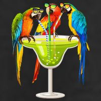 Parrots Drinking Margarita On Summer Vacation Birds Tee Gift 7 Panel Mesh Trucker Snapback Hat