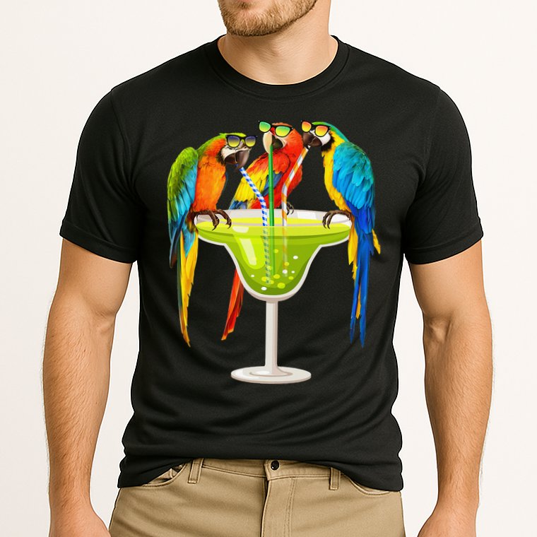 Parrots Drinking Margarita On Summer Vacation Birds Tee Gift Cooling Performance Crew T-Shirt