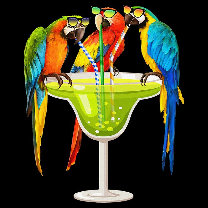 Parrots Drinking Margarita On Summer Vacation Birds Tee Gift Cooling Performance Crew T-Shirt