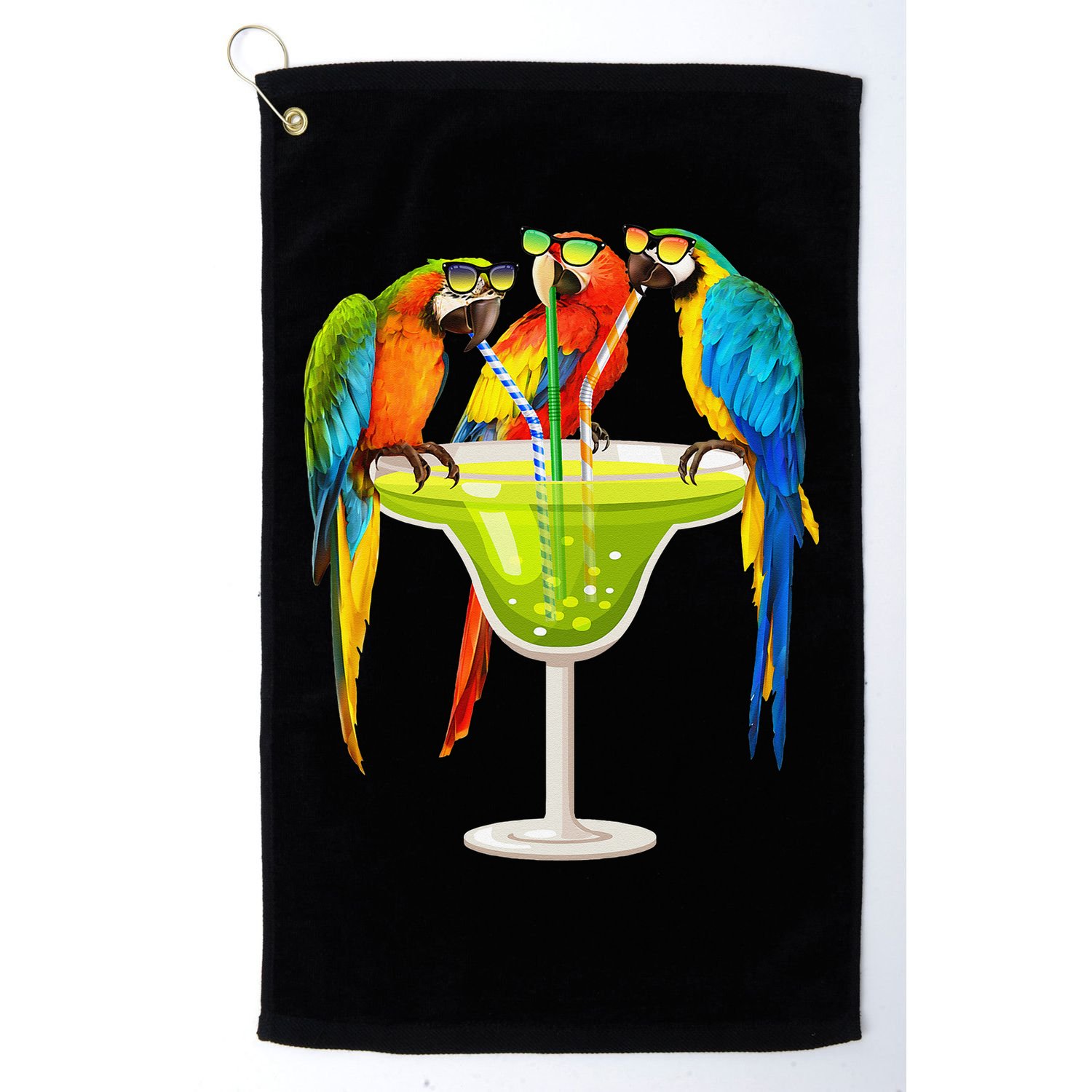 Parrots Drinking Margarita On Summer Vacation Birds Tee Gift Golf Towel