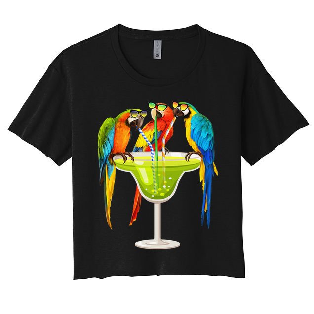 Parrots Drinking Margarita On Summer Vacation Birds Tee Gift Crop Top