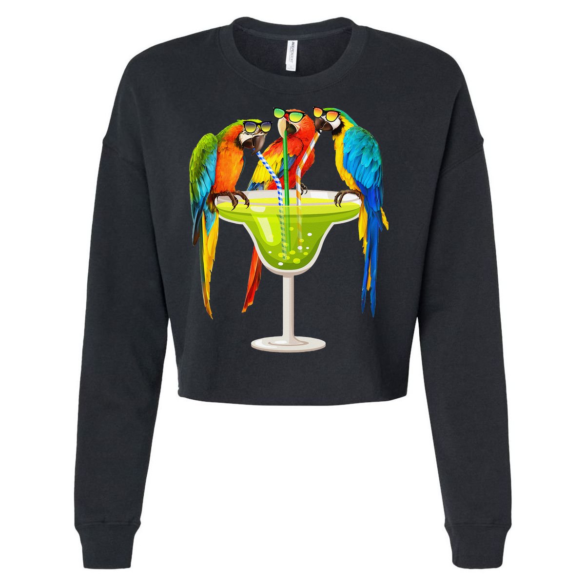 Parrots Drinking Margarita On Summer Vacation Birds Tee Gift Cropped Pullover Crew