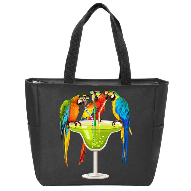 Parrots Drinking Margarita On Summer Vacation Birds Tee Gift Zip Tote Bag