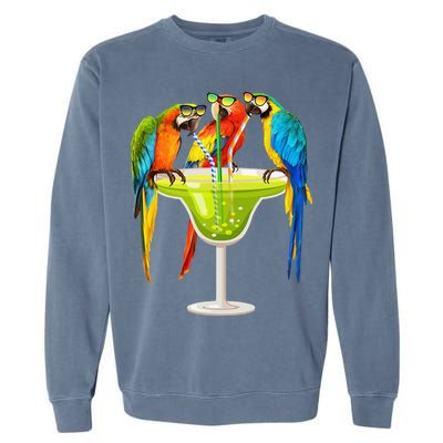 Parrots Drinking Margarita On Summer Vacation Birds Tee Gift Garment-Dyed Sweatshirt