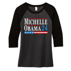 Political Democrat Michelle Obama 2024 Presidential Election Women's Tri-Blend 3/4-Sleeve Raglan Shirt